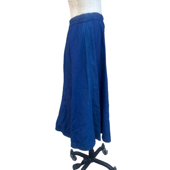 Vintage Western Skirt Womens Medium Blue Chambray Midi Nickel Button Cowgirl - Picture 3 of 12